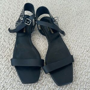 Saint Laurent Studded Black Sandals, Sz 39